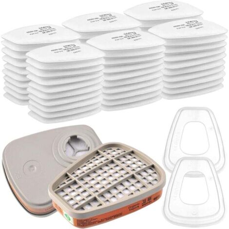 Kit de repuesto de filtro de respirador reutilizable KZQ 6001, 60 filtros de algodón, para limpiador de filtración y protector facial, compatible con 6100/6200/7501/7502/6502/6800