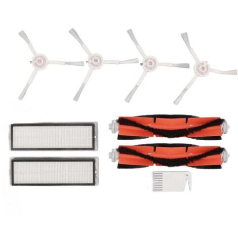 Kit de repuesto para aspiradora robot: cepillos y filtros, peine plano blanco, compatible con Mijia 1C, Dreame F9, Xiaomi 1T