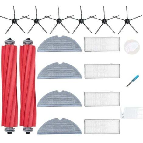 Kit de repuesto para aspiradora robot Roborock S7, S7 Plus, S7 MaxV, S7 MaxV Ultra, XU, 4 filtros, 4 paños de fregado, 6 cepillos laterales y 1 cepillo - KZQ