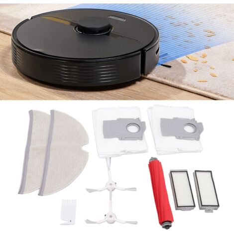 Kit de repuestos para aspiradoras robot: 2 filtros, 1 cepillo principal, 2 cepillos laterales, 2 paños, 2 bolsas para Roborock Q7max+, T8