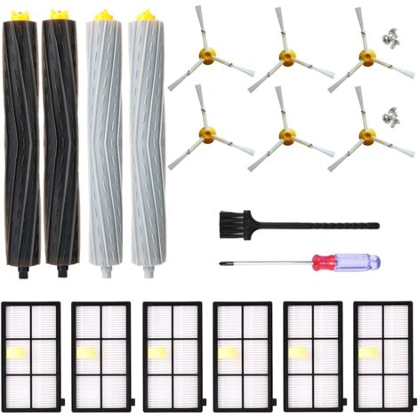 Kit de repuestos para robots aspiradores Roomba series 800 y 900 - Roomba 850, 860, 870, 880, 890, 960, 980... (Todos los modelos) - Pack cepillos laterales, filtros, rodillo de extracción