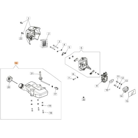 Kit de réservoir pour débroussailleuse ORIGINAL OLEOMAC PPH 250 61460502AR