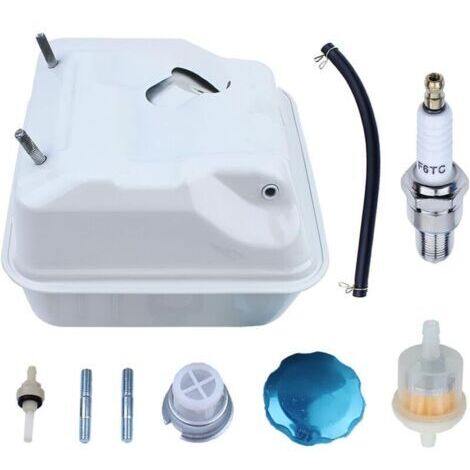 Kit de Réservoir pour Honda GX390 GX340 GX270 GX240 Moteur, Réservoir Essence + Bouchon de Réservoir + Bougie + Filtre à Carburant + Tuyau de Carburant Reservoir Accessoire
