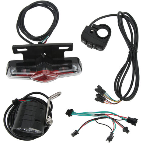 Kit de rétrofit phare arrière QD168 pour vélo électrique, avec klaxon et interrupteur DK336, éclairage de sécurité nocturne.
