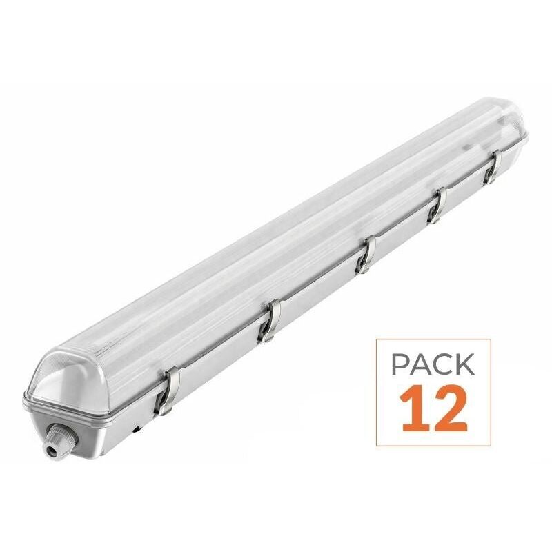 Silamp - Kit de Réglette led étanche + 1 Tube Néon led 150cm T8 22W (Pack de 12) - Blanc Neutre 4000K - 5500K