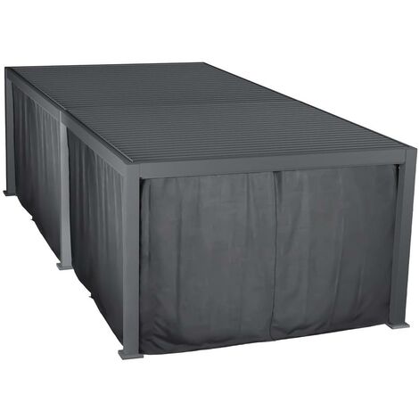 Kit de rideaux, moustiquaires et de rails pour pergola bioclimatique Evora 6 x 3,6m Graphite - Hespéride
