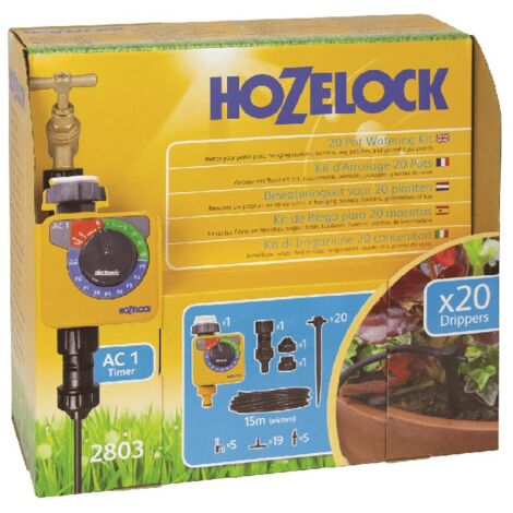 Kit de riego automático de microirrigación de 20 ollas HOZELOCK