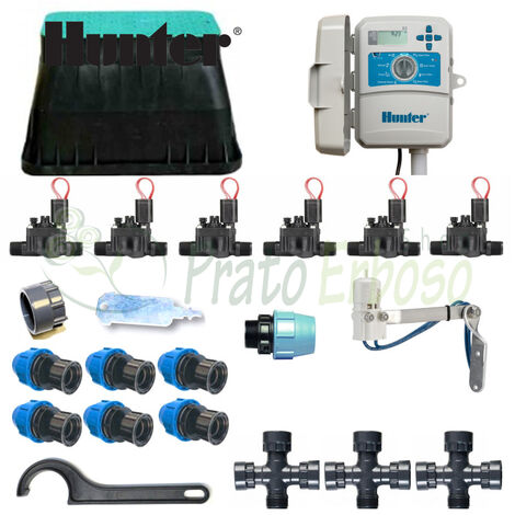 Kit de riego Hunter de 6 zonas con controlador exterior X2