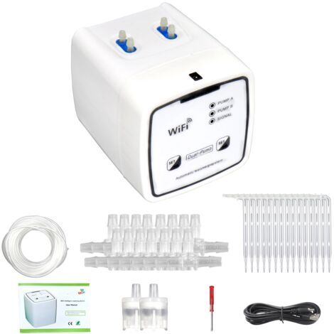 Kit de riego inteligente WiFi con doble bomba, riego por goteo programable, control remoto, para flores, plantas en maceta, jardín y patio.