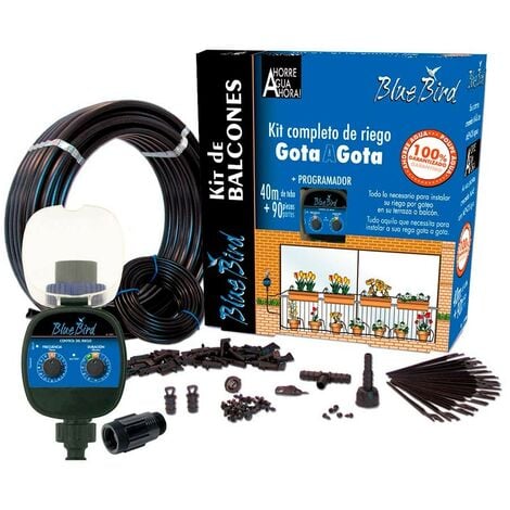 Kit de riego por goteo con programador blue bird