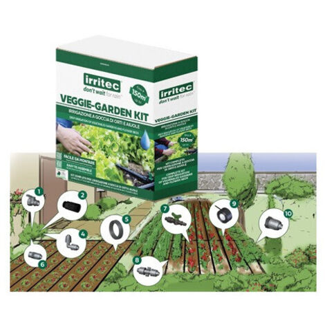 Kit de riego por goteo Veggie-Garden listo para usar – hasta 150 m² – Irritec