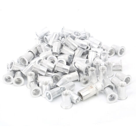 Kit de Rivets à Nut 100Pcs WJ‑30045M6 à tête plate en aluminium pour montage vertical