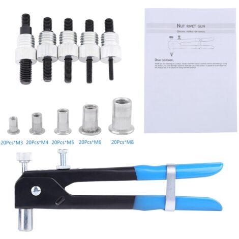 Kit de Rivets Filetés M3 à M8 avec Pistolet à River et Écrous Inserts