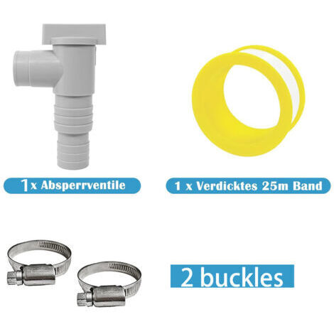 Kit de robinet d'arrêt pour piscines hors sol avec raccord de tuyau de 32 mm : adaptateur pour tuyau de piscine, vanne d'arrêt de 32 mm, accessoires d'entretien pour piscine.