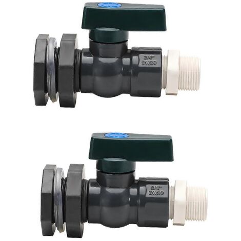 Kit de robinet en PVC 3/4 pouce pour récupérateur d'eau de pluie, avec raccord traversant et adaptateur de tuyau, anti-fissures et anti-rouille.