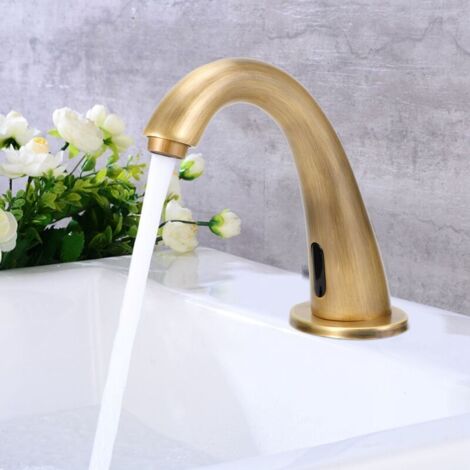 Kit de robinet G1/2 en cuivre antique avec capteur automatique, robinet d'eau sans contact pour la cuisine et la salle de bain
