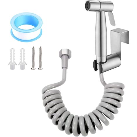 Kit de rociador de bidé, rociador de inodoro de acero inoxidable, rociador de inodoro con manguera 3M, rociador de inodoro, para higiene personal, baño de mascotas, plateado
