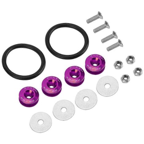 Kit de rondelles en caoutchouc colorées à dégagement rapide pour fixation de pare-chocs, coffre, garde-boue et capot de voiture (Violet)