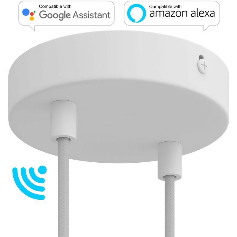 

Kit de rosetones de techo cilíndricos de metal con 2 agujeros SMART - compatible con asistentes de voz | Cilíndrico - Blanco mate - Blanco mate