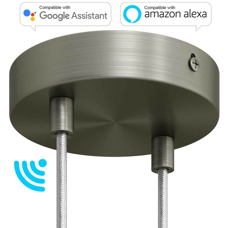 

Creative Cables - Kit de rosetones de techo cilíndricos de metal con 2 agujeros SMART - compatible con asistentes de voz | Cilíndrico - Titanio
