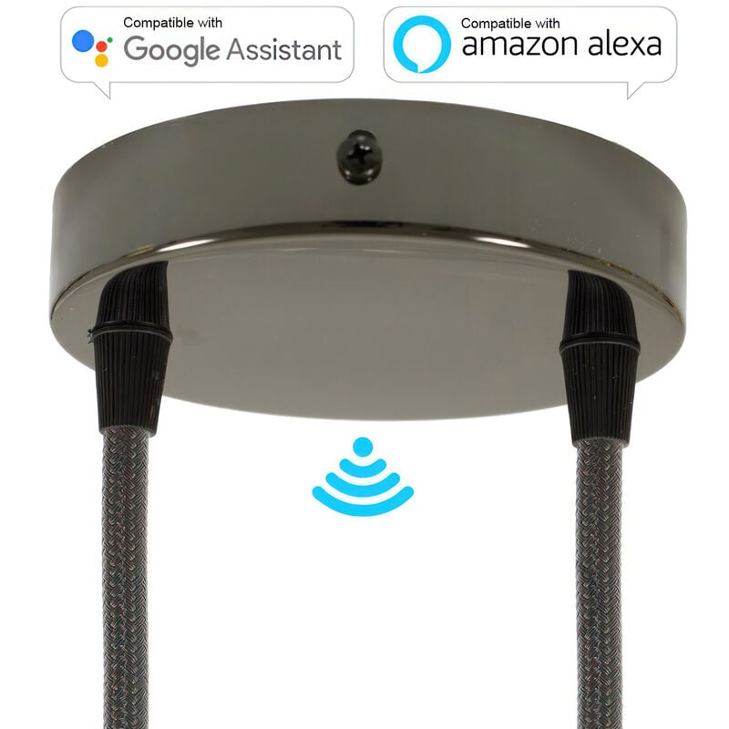 

Creative Cables - Kit de rosetones de techo cilíndricos de metal con 2 agujeros SMART - compatible con asistentes de voz | Cónico - Negro perla