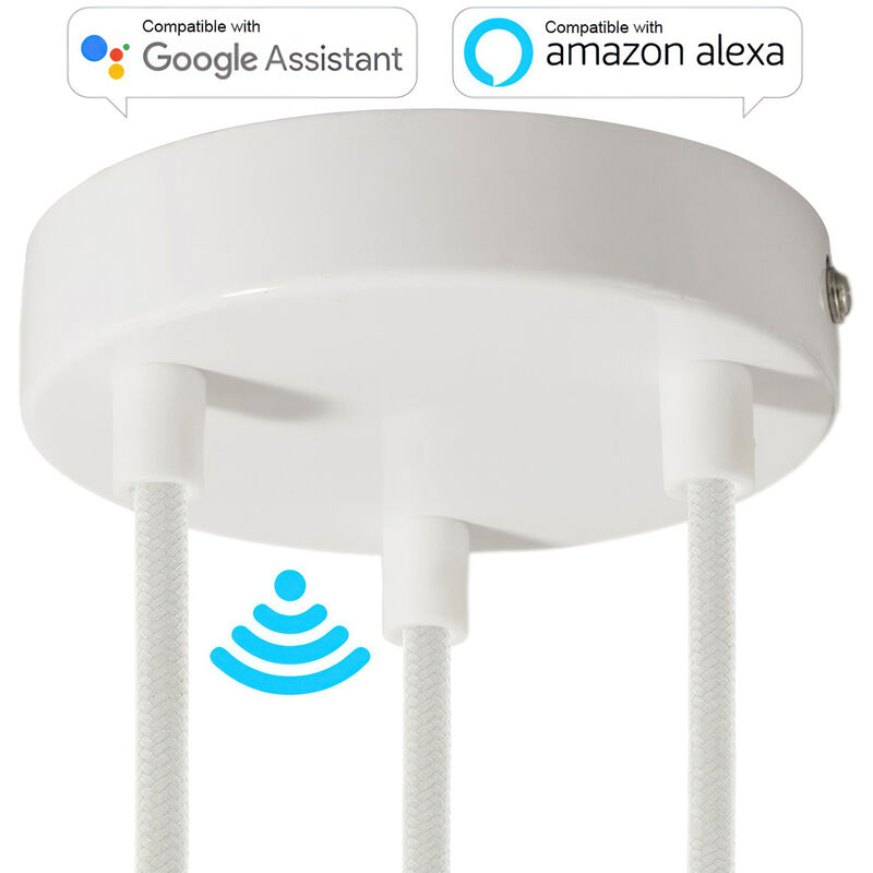 

Kit de rosetones de techo cilíndricos de metal con 3 agujeros SMART - compatible con asistentes de voz | Cilíndrico - Blanco brillante - Blanco