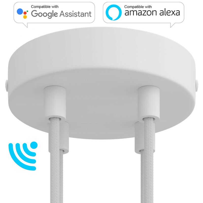 

Kit de rosetones de techo cilíndricos de metal con 4 agujeros SMART - compatible con asistentes de voz | Cilíndrico - Blanco mate - Blanco mate