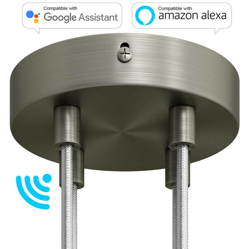 

Kit de rosetones de techo cilíndricos de metal con 4 agujeros SMART - compatible con asistentes de voz | Cilíndrico - Titanio satinado - Titanio