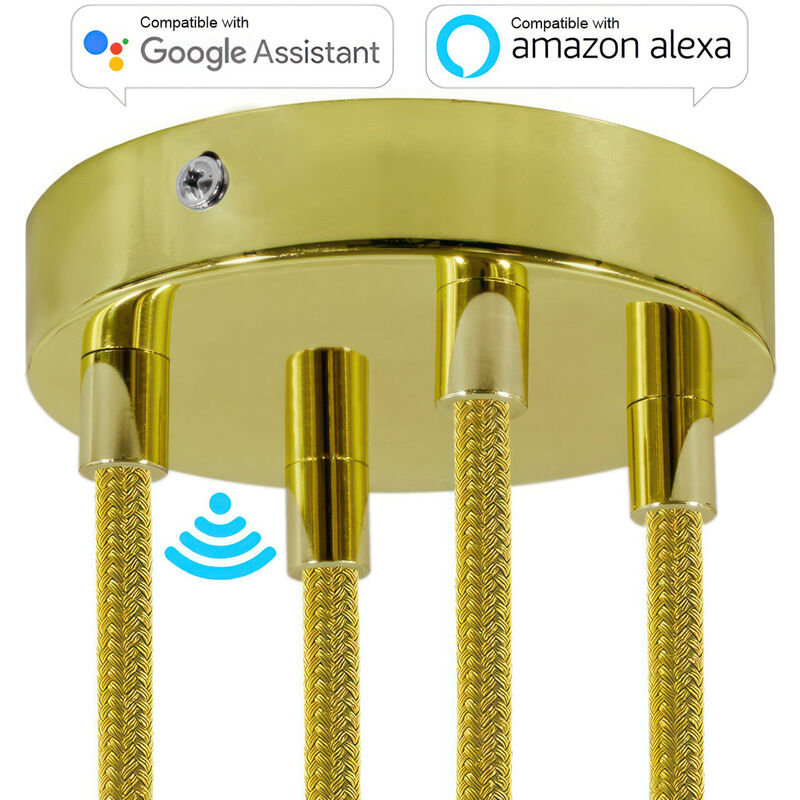 

Creative Cables - Kit de rosetones de techo cilíndricos de metal con 4 agujeros SMART - compatible con asistentes de voz | Cilíndrico - Latón - Latón