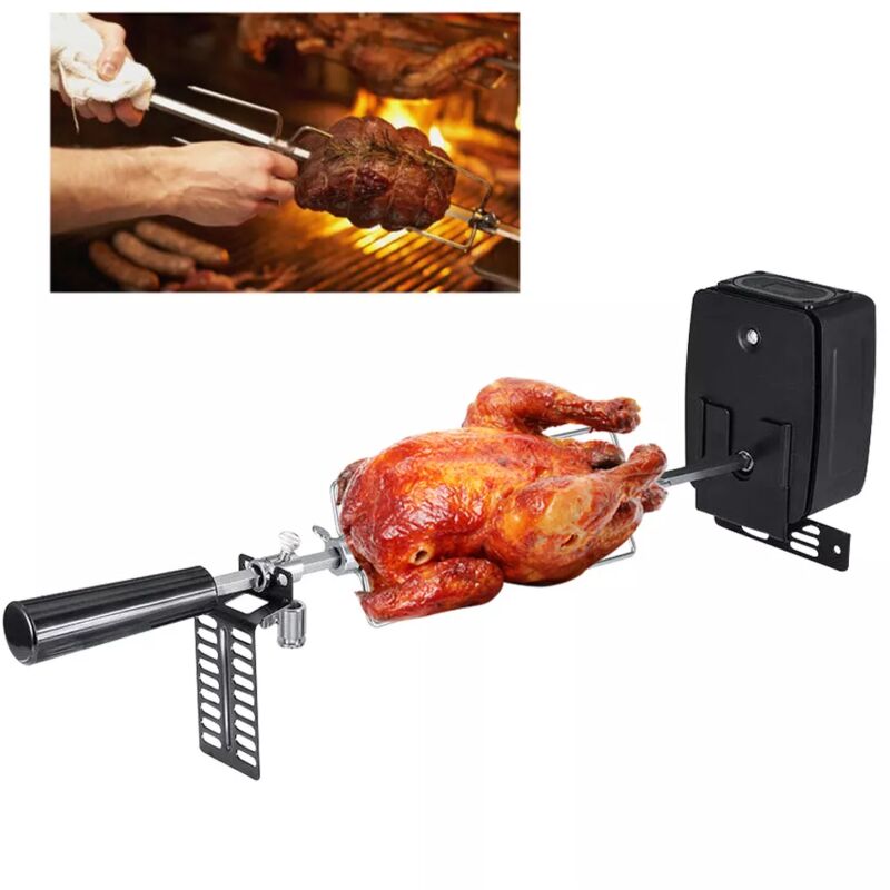 Senderpick - Kit de rôtisserie avec moteur pour grill à gaz bbq Fire Pit Support en acier inoxydable très résistant