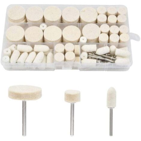 Kit de Roues de Polissage, Outil Rotatif en Feutre de Laine, Métal Surface Polissage Accessoire pour une meuleuse, le polissage et l'ébavurage de précision, Abrasif Polissage Roue Outils, 123 pcs