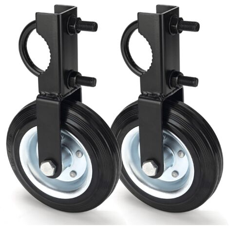 Kit de roues pour soutenir un portail métallique pivotant avec des cadres de 1-5/8" à 2 ", roue agricole robuste de 6" pour clôture à mailles losangées, empêche le frottement, noir