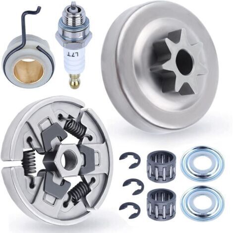 Kit de roulement à aiguilles de tambour d'embrayage de pignon 3/8 7T pour pièces de rechange de tronçonneuse Stihl MS290 MS390 029 039 MS310 avec rondelle à vis sans fin E-Clip Bougie d'alluma