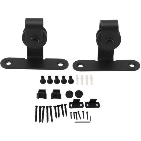 Kit de roulement coulissant pour porte de grange noire mini, accessoires rail de levage pour armoire