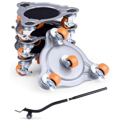 Rouleur Transport Avec Déplaceur Meubles 800kg Capacité De Charge - RevêTtement Antidérapant Pour Déplacement Lourd - 4 Dollies, 1 Lifter, 1 Paire De Gants