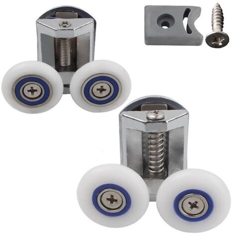 Kit de roulettes pour porte de douche - 1 poulie supérieure et 1 poulie inférieure - 26 mm - Alliage de zinc - Kit de remplacement