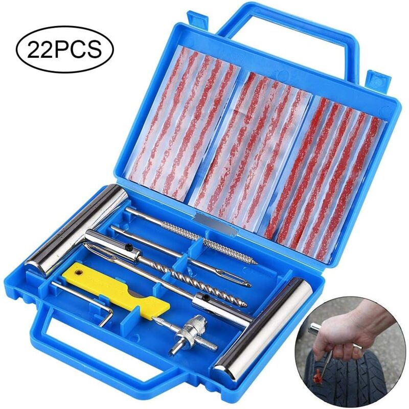 Lling - Kit de réparation de pneu 22PCS Kit de réparation avec gants jetables Tubeless Tire Wheel Crevaison Outil de meulage pour moto atv Jeep