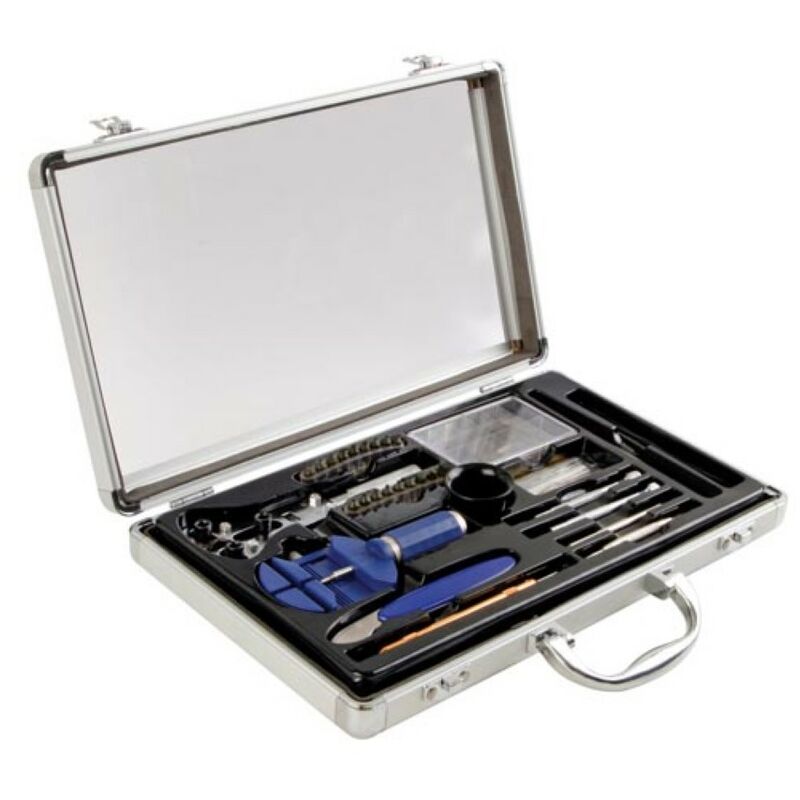 Coffret d'outils pour horlogers, 13 pièces, dans un étui en aluminium avec couvercle transparent, couleur métallique - Velleman