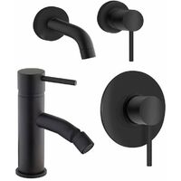 kit de salle de bain complet avec mitigeur de douche intégré Piralla Iseo KITISEO8 | Noir mat