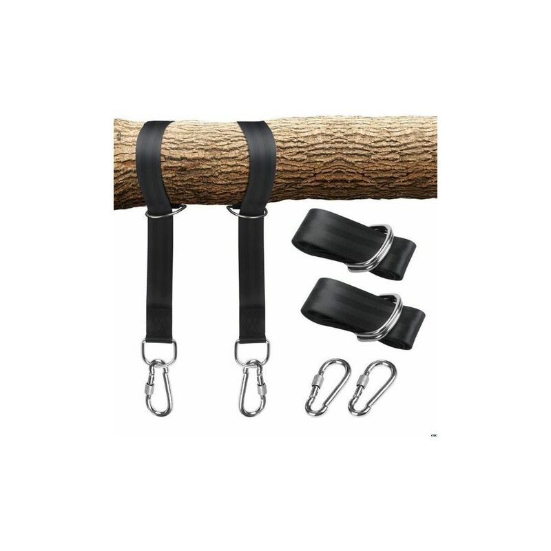 Yozhiqu - Kit de sangles de balançoire d'arbre, avec deux mousquetons en acier inoxydable, adapté pour le cintre de pneu, de porche, d'extérieur et