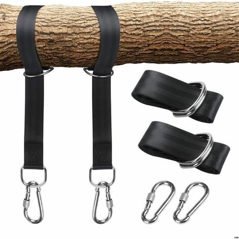 Kit de sangles de balançoire d'arbre, avec deux mousquetons en acier inoxydable, adapté pour le cintre de pneu, de porche, d'extérieur et de balançoire pour bébé