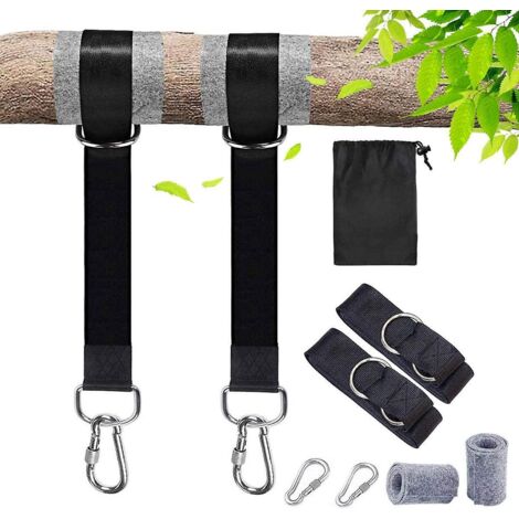 Kit de sangles de suspension pour balançoire d'arbre, sangles de balançoire extérieures de 1,5 m, 2 mousquetons de verrouillage robustes, 2 protecteurs d'arbre, 2 sangles de balançoire, moyen rapide e