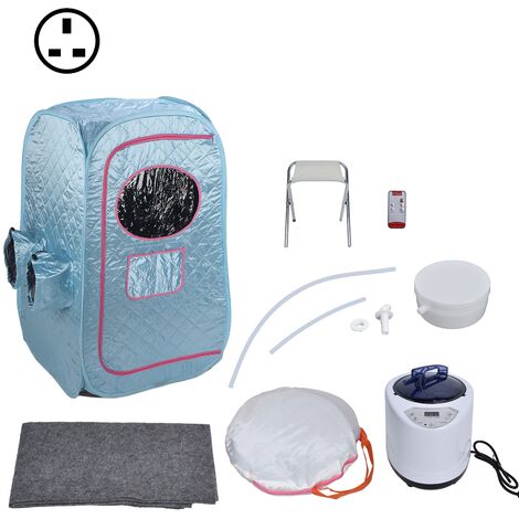 Kit de sauna à vapeur domestique 1000 W Bote de sauna portable avec réglage de température 1 à 9 vitesses pour soins de santé BlueUK Plug AC220-240V