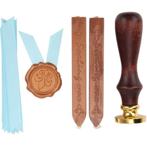 Kit de Sceau à Cire Ancien en Bois pour Correspondance et Cartes avec Écrin Élégant