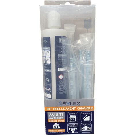 Kit de scellement chimique 300 ml – Prise rapide pour béton et métal – 4 tonnes – 2 embouts mélangeurs inclus – Sylex
