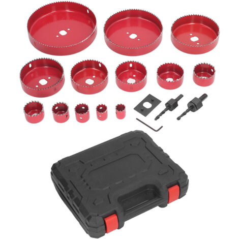 Kit de scie cloche 17 pièces, jeu de forets Bi-métal, coupe-bois robuste avec étui de transport pour bois et plastique