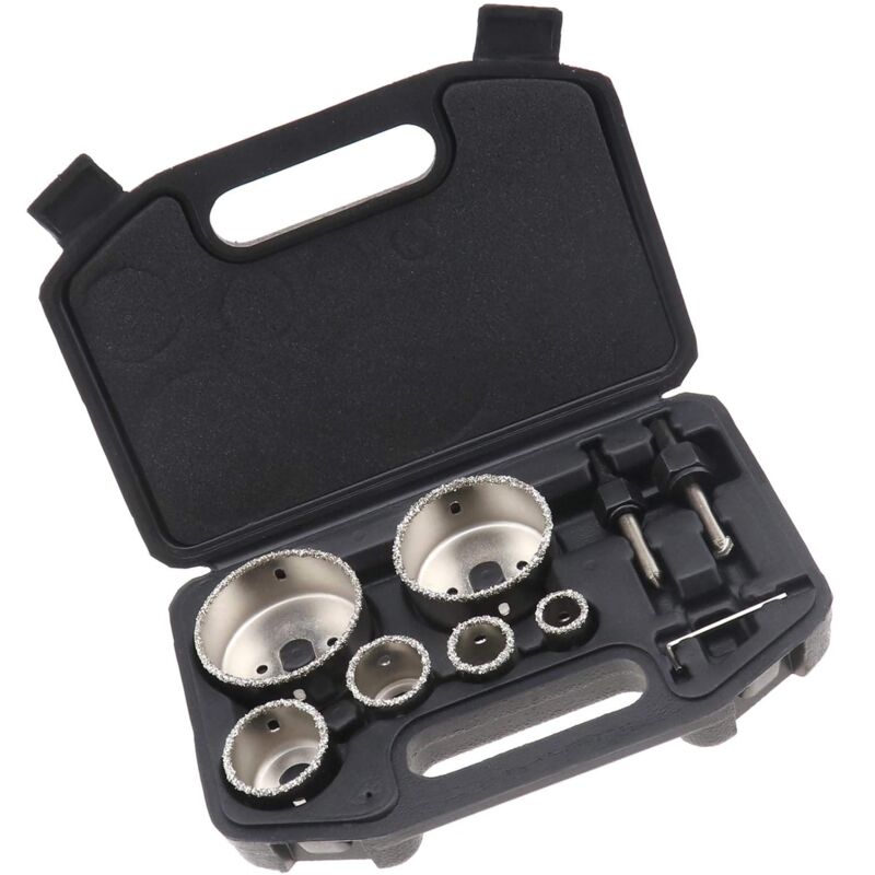 Kit de Scie-cloche à Revêtement en Diamant pour Carreaux de Céramique avec Boîte de Rangement en Alliage 6 Trous 22 à 73mm Portable Durable Coupe de