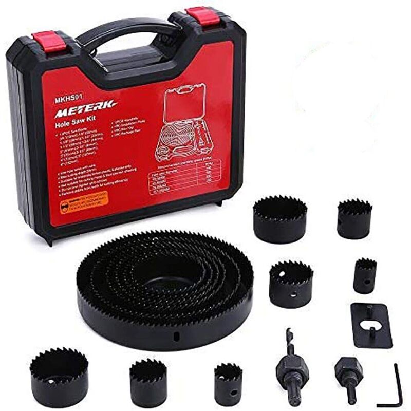 Lifcausal - Kit de scie cloche, ensemble de 17 scies cloches avec 13 lames de scie, 2 mandrins, 1 plaque d'installation, 1 clé hexagonale, taille