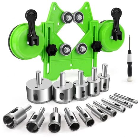 Kit de scie cloche pour carrelage - Kit de perçage pour dispositifs de positionnement - Guide de scie cloche 4-83 mm, dispositif, base d'aspiration à vide, foret pour scie cloche, kit de scie cloche p