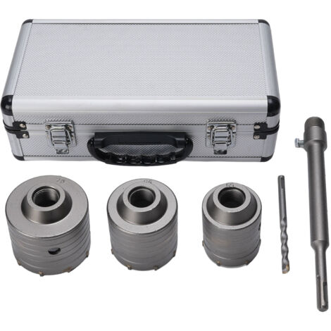 Kit de scies cloches pour béton, diamètre 55, 65 et 75 mm, profondeur 50 mm, pour briques creuses et murs en ciment.